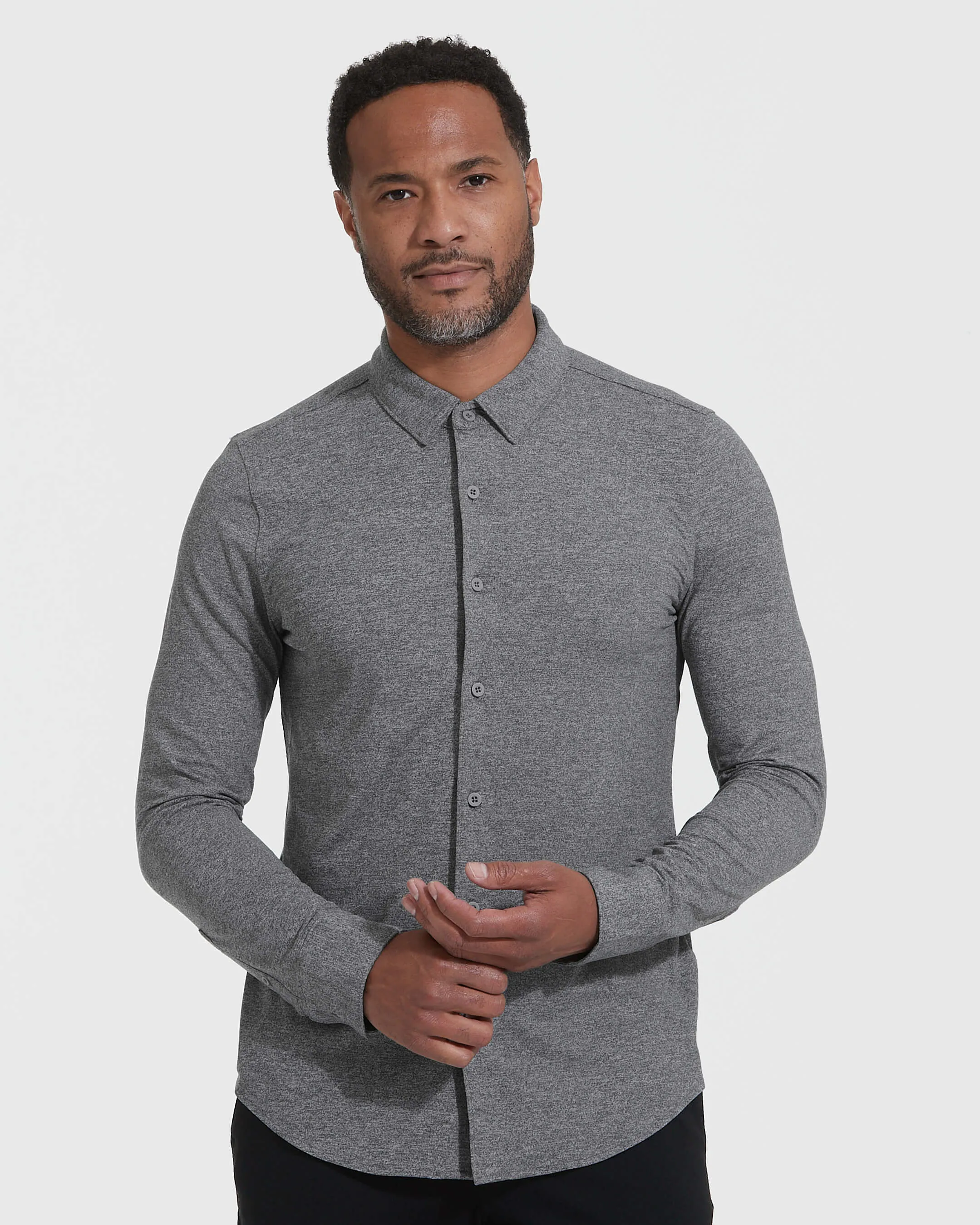 Heather Gray Long Sleeve Versatile Comfort Shirt for All-Day Wear