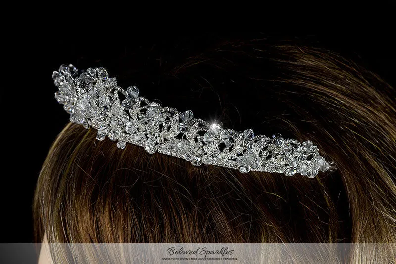 Ingrid Royal Cluster Silver Tiara | Swarovski Crystal