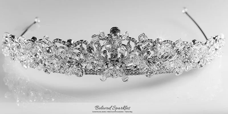 Ingrid Royal Cluster Silver Tiara | Swarovski Crystal