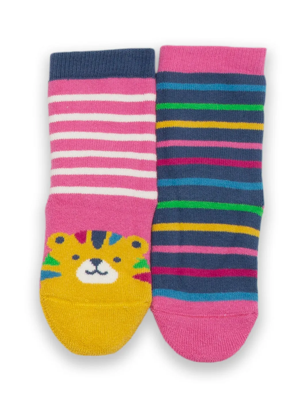 Kite Grippy Socks Tiger Face Blush (two pair pack)