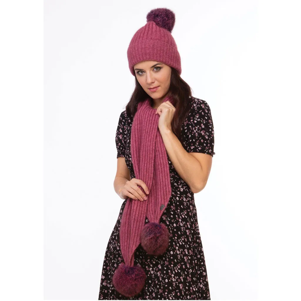 KORU MERINO POSSUM fur pompom BEANIE and SCARF