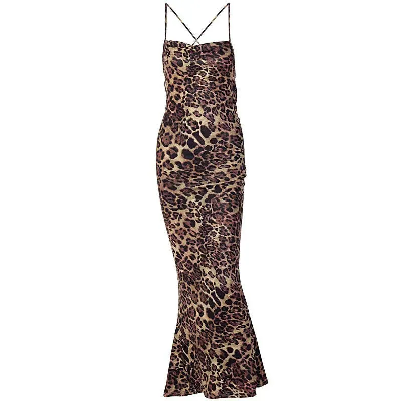 Leopard Print Sexy Backless Dress