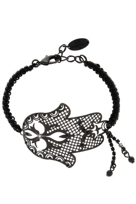 LK DESIGNS HAMSA Black Crystal Bracelet