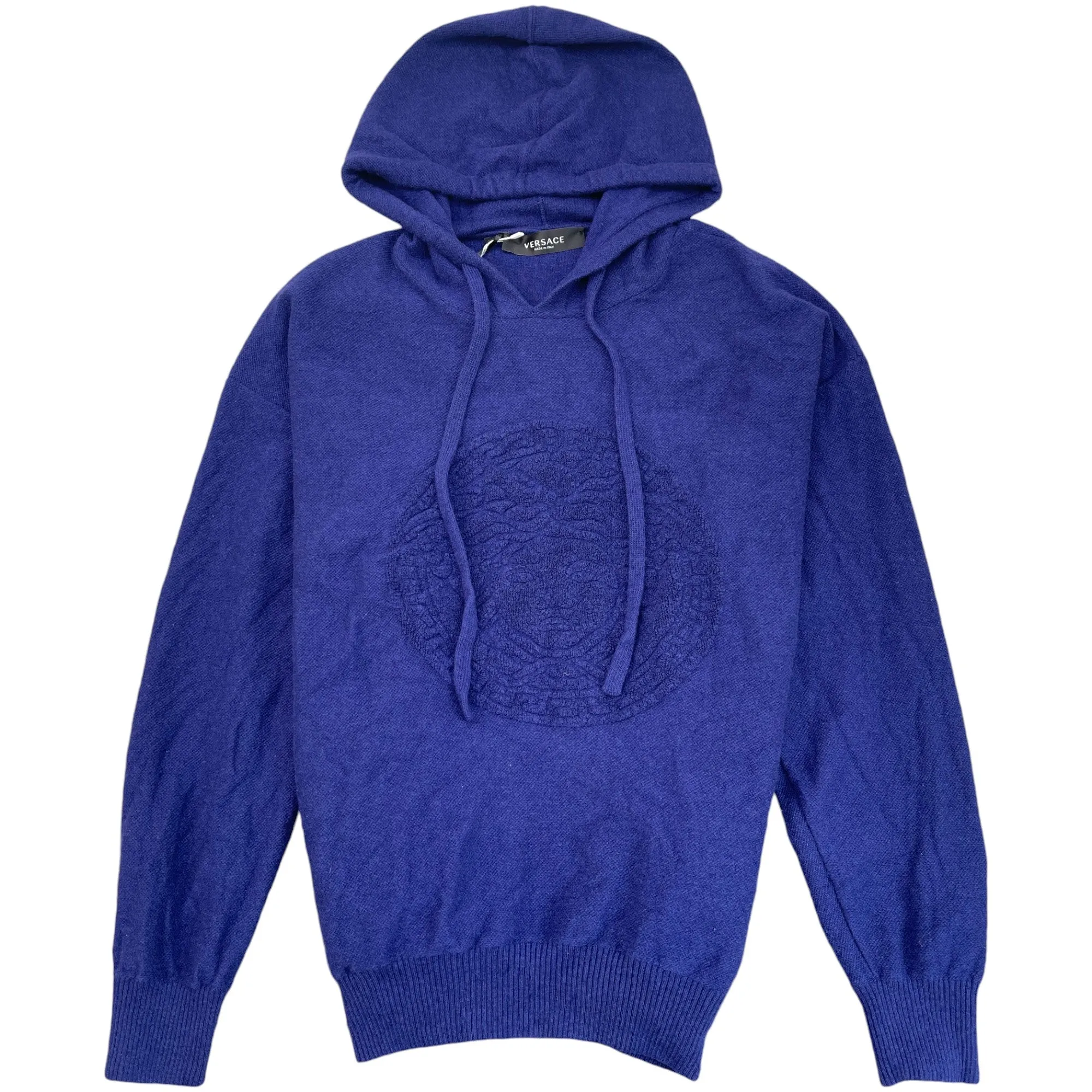 Men's Embroidered Medusa Hoodie Blue Size IT 46 / UK S