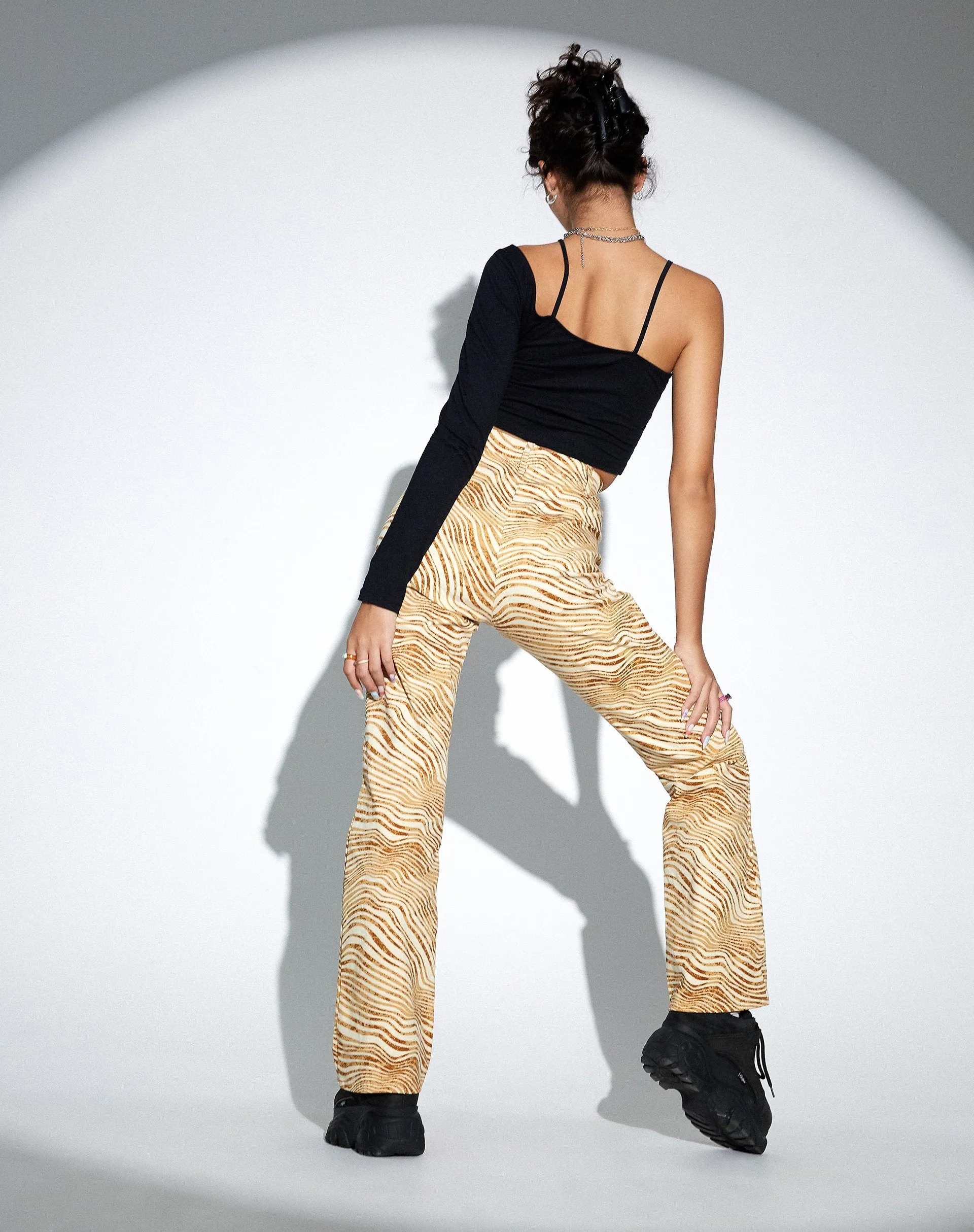 MOTEL X OLIVIA NEILL Zoven Flare Trouser in Desert Terrain Tan