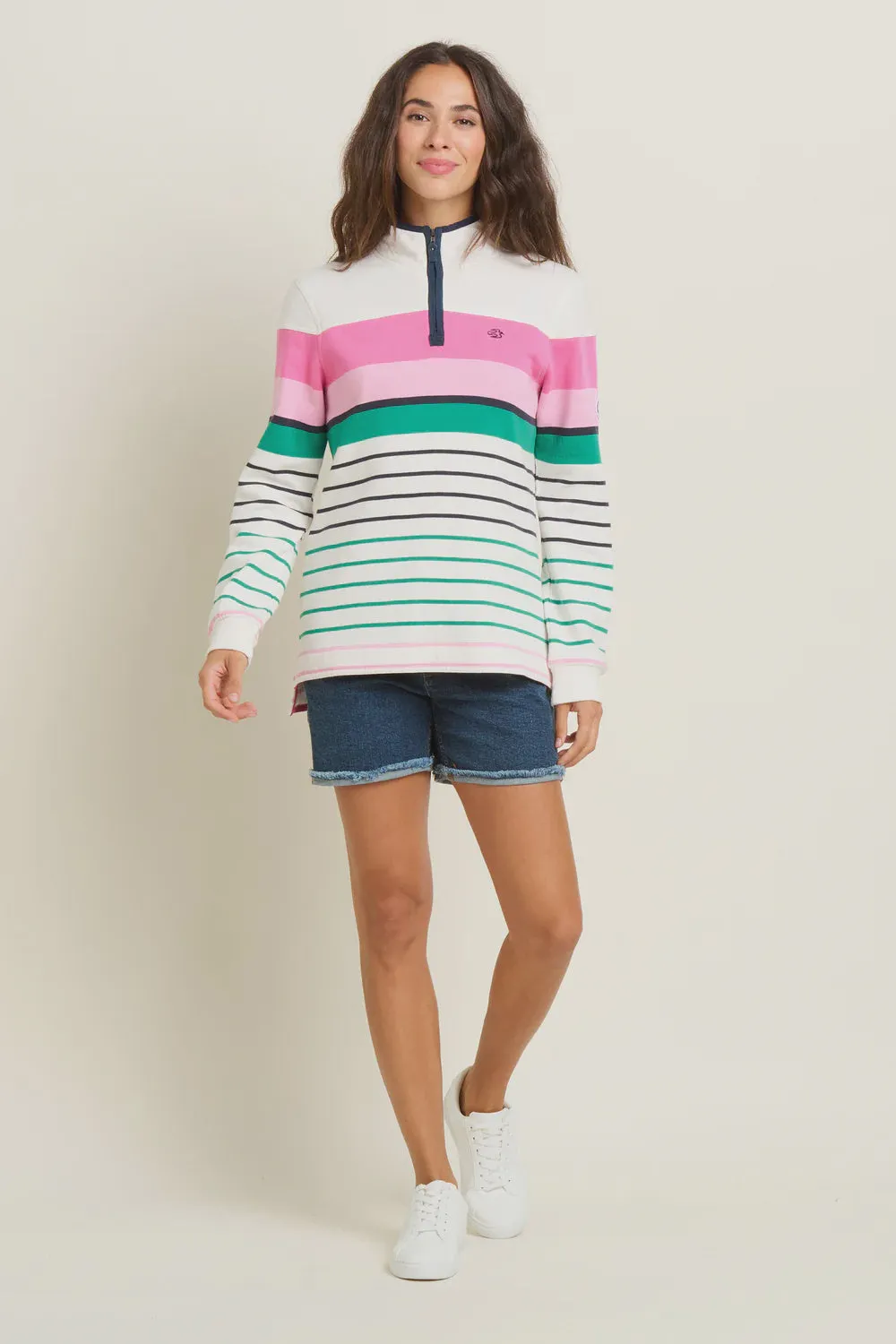 Multi Coloured Stripe Quarter Zip Sweat