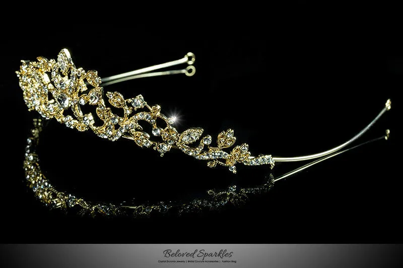 Nedda Art Deco Filigree Tiara | Gold | Swarovski Crystal