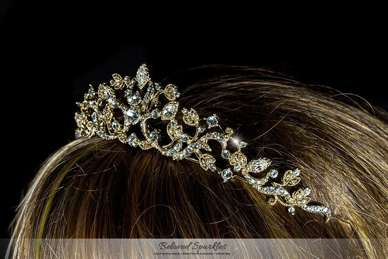 Nedda Art Deco Filigree Tiara | Gold | Swarovski Crystal