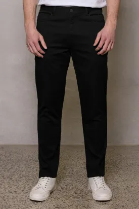 Pete Five Pocket Cotton Chino: Black