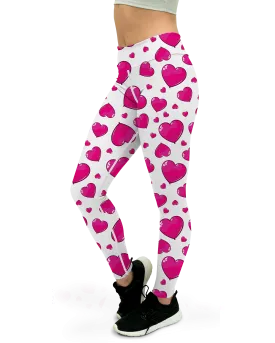 Pink Heart Shaped Balloons Yoga Pants