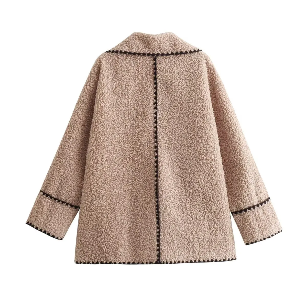 Pre Order:  Stitching Loose Casual Wool Coat