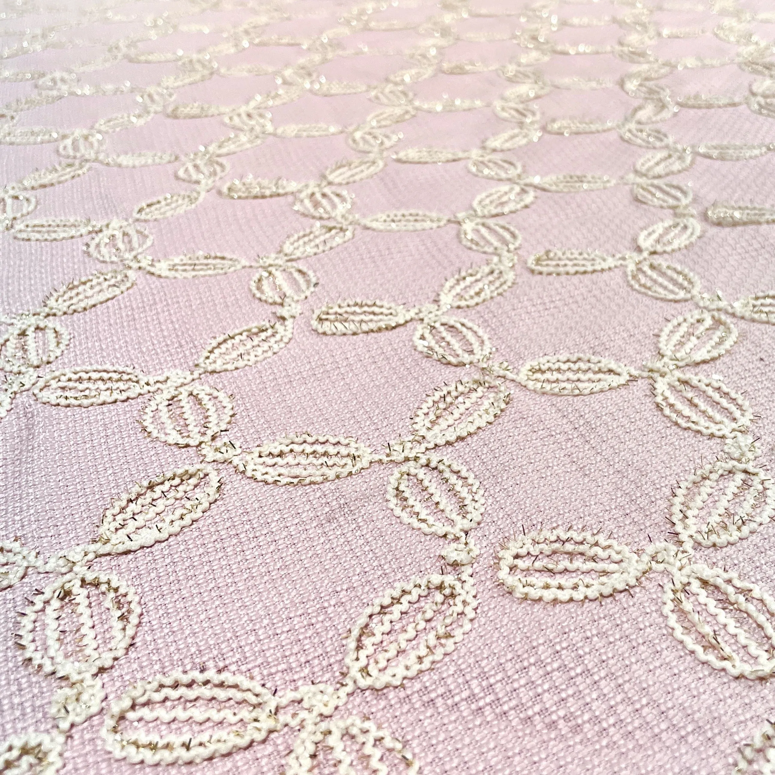 Premium Pink Floral Handloom Tweed Fabric