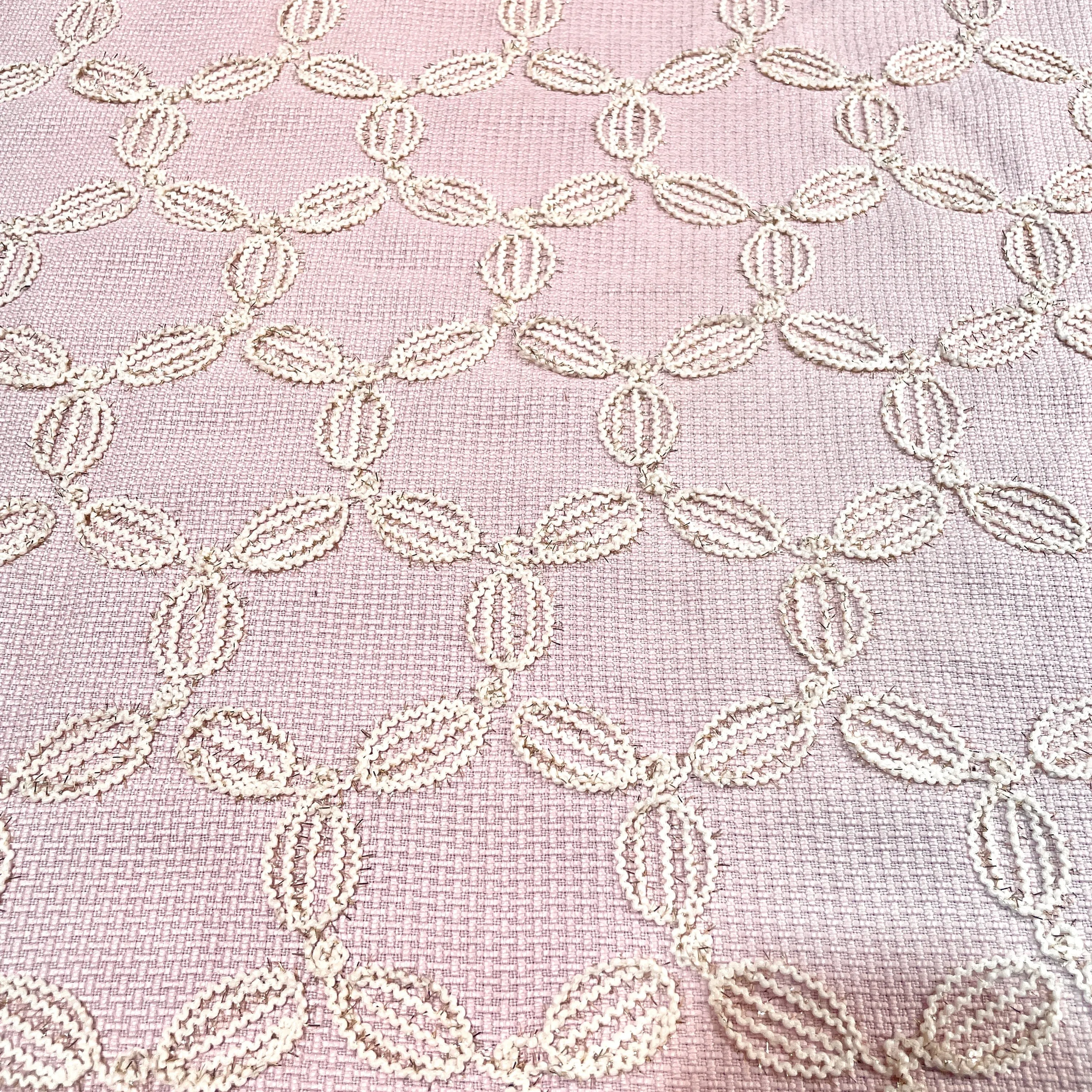 Premium Pink Floral Handloom Tweed Fabric