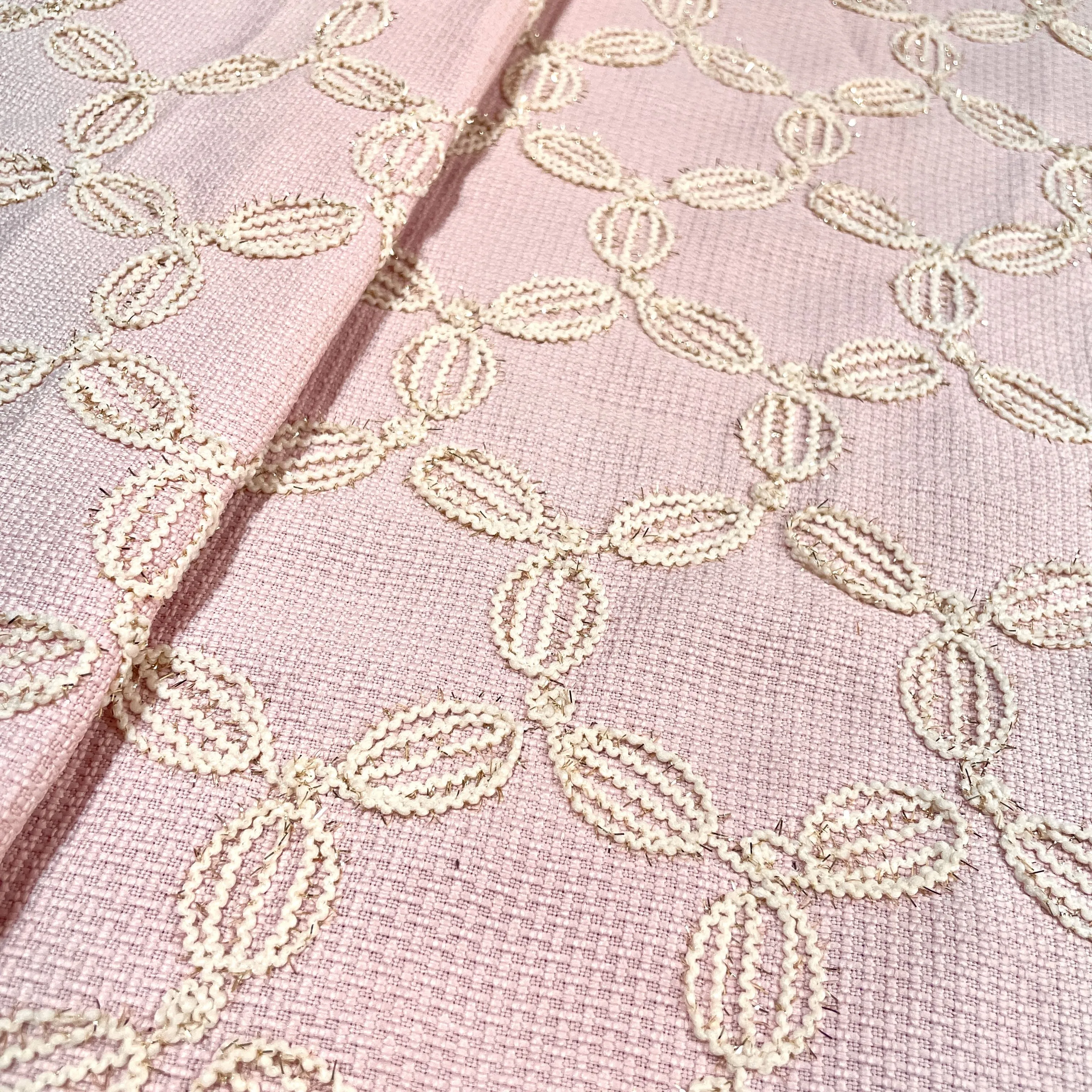 Premium Pink Floral Handloom Tweed Fabric