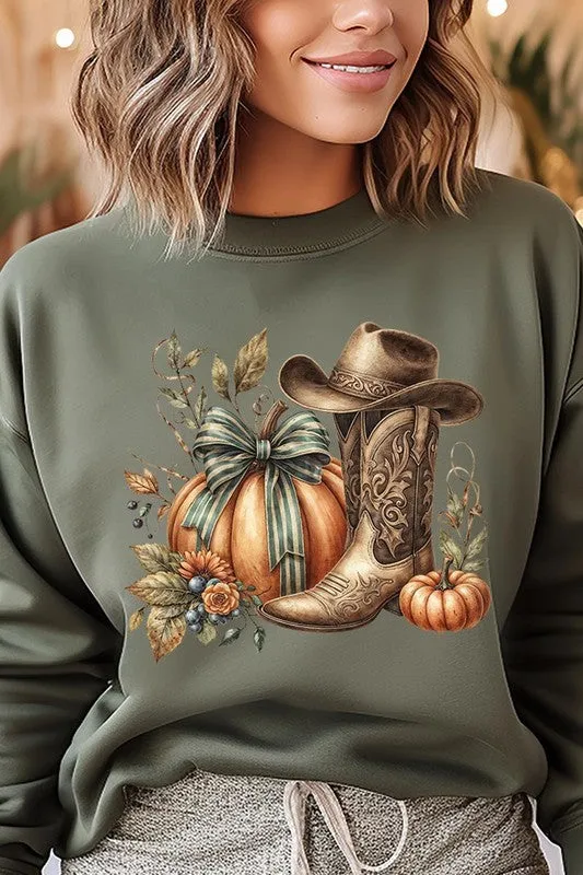 Pumpkin & Western Fleece Sweatshirt