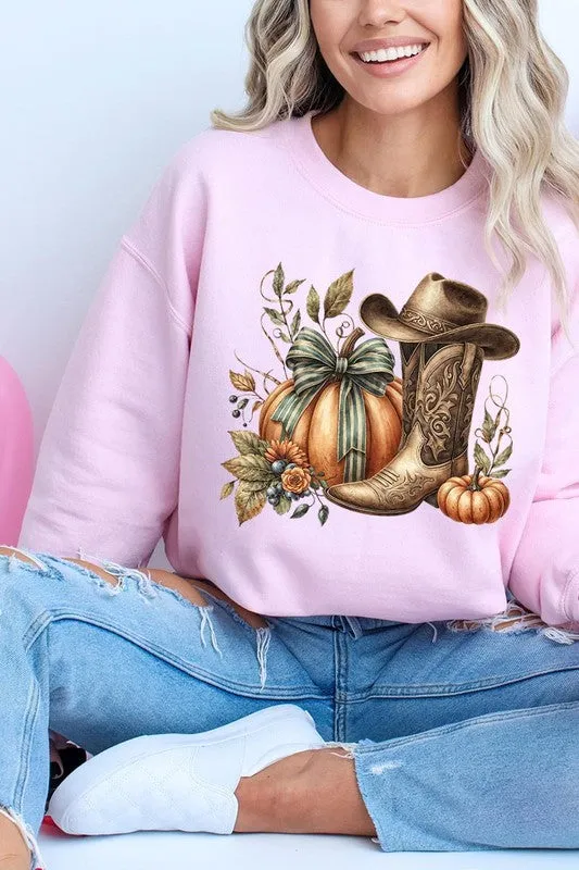 Pumpkin & Western Fleece Sweatshirt