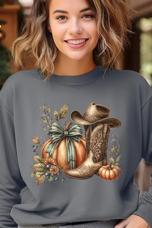 Pumpkin & Western Fleece Sweatshirt