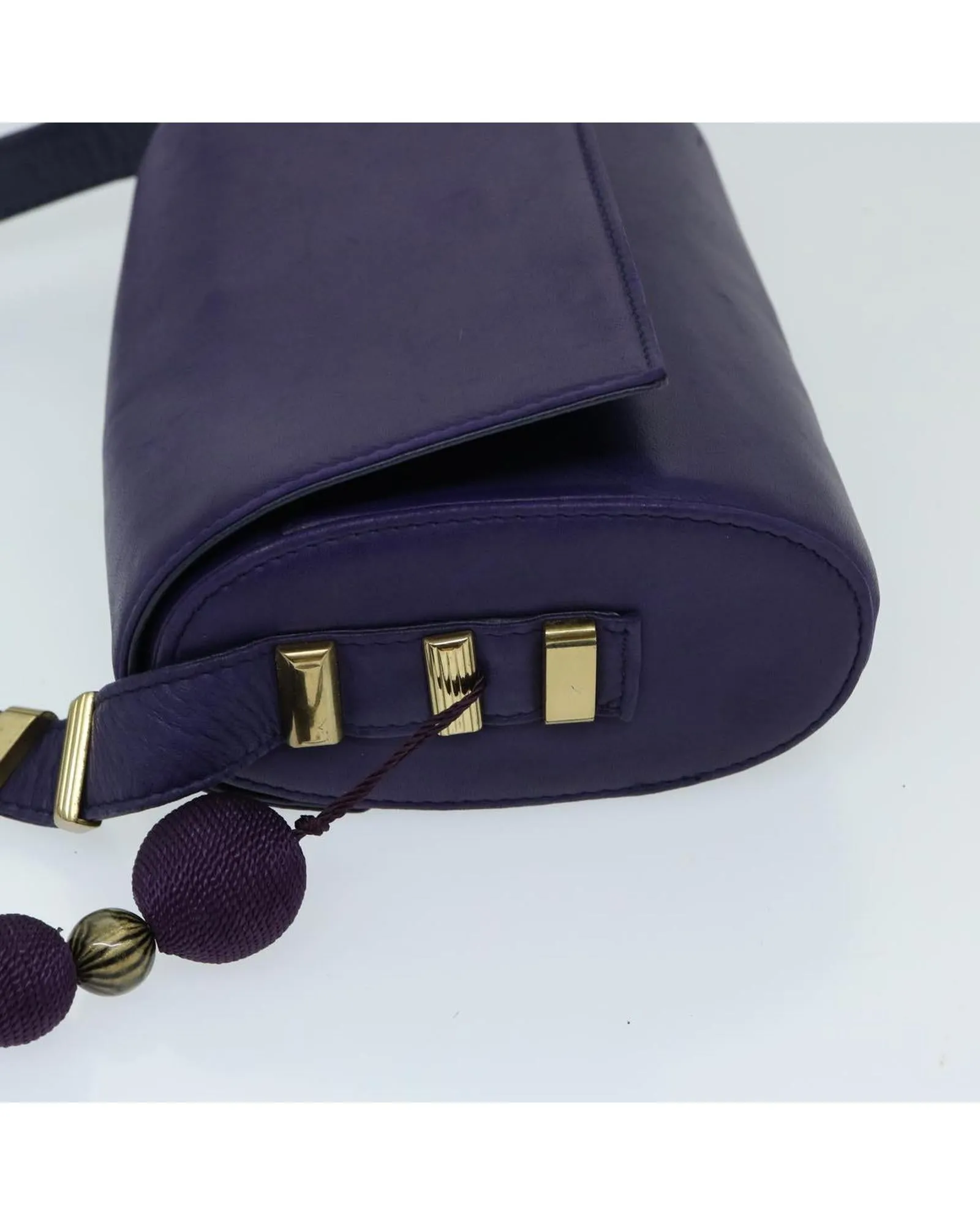 Purple Leather Shoulder Bag by Gianni Versace - Authentic (BS12840)