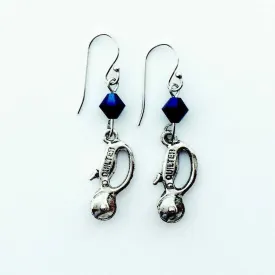 Quilt Cutter Silver Earrings with Blue Swarovski Crystals