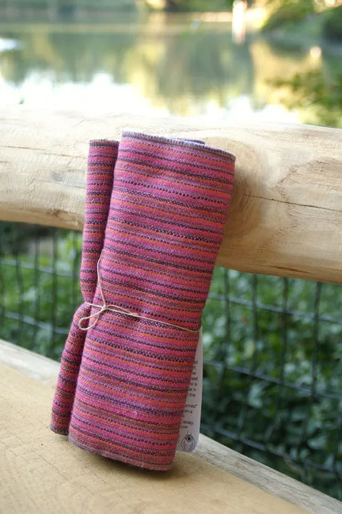 Raspberry Striped Upcycled Neckwarmer - One-of-a-Kind