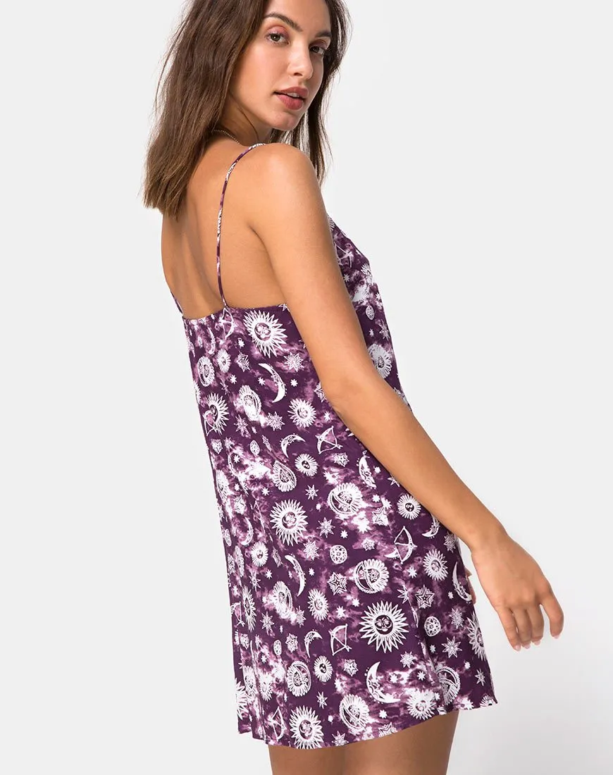 Sanna Slip Dress in Purple Zodiac