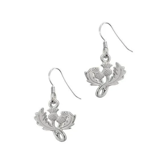 Scottish Thistle Silver Drop Earrings