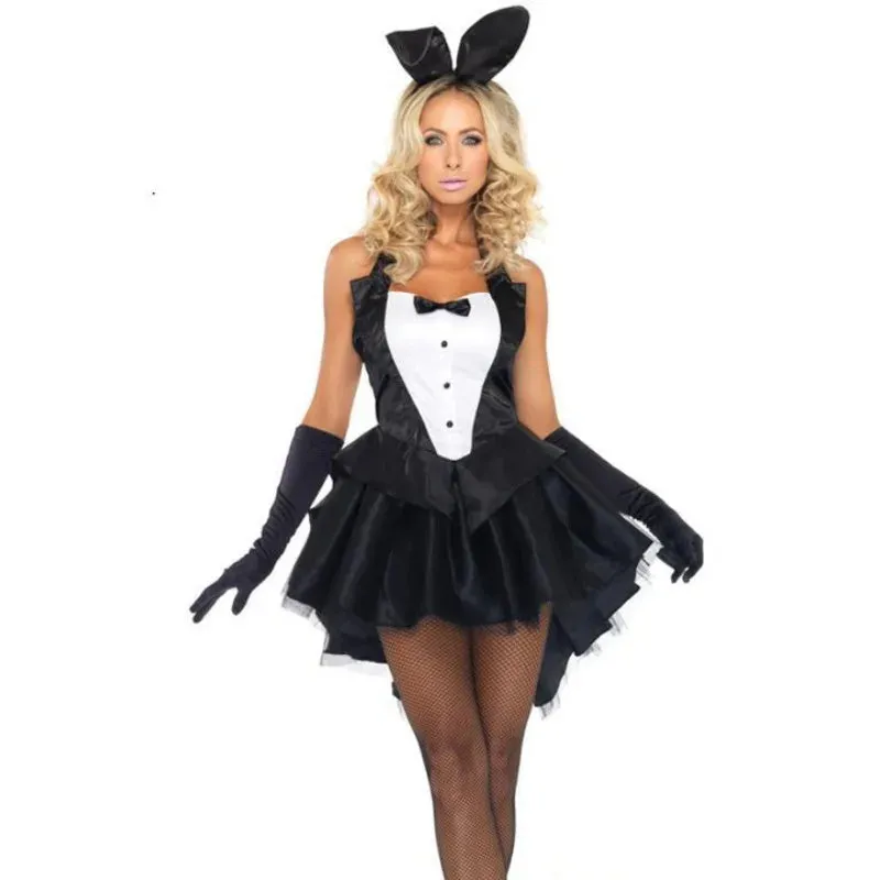 Sexy Gown Rabbit Nightclub Cosplay Tuxedo Halloween Party Bunny Girl Attire