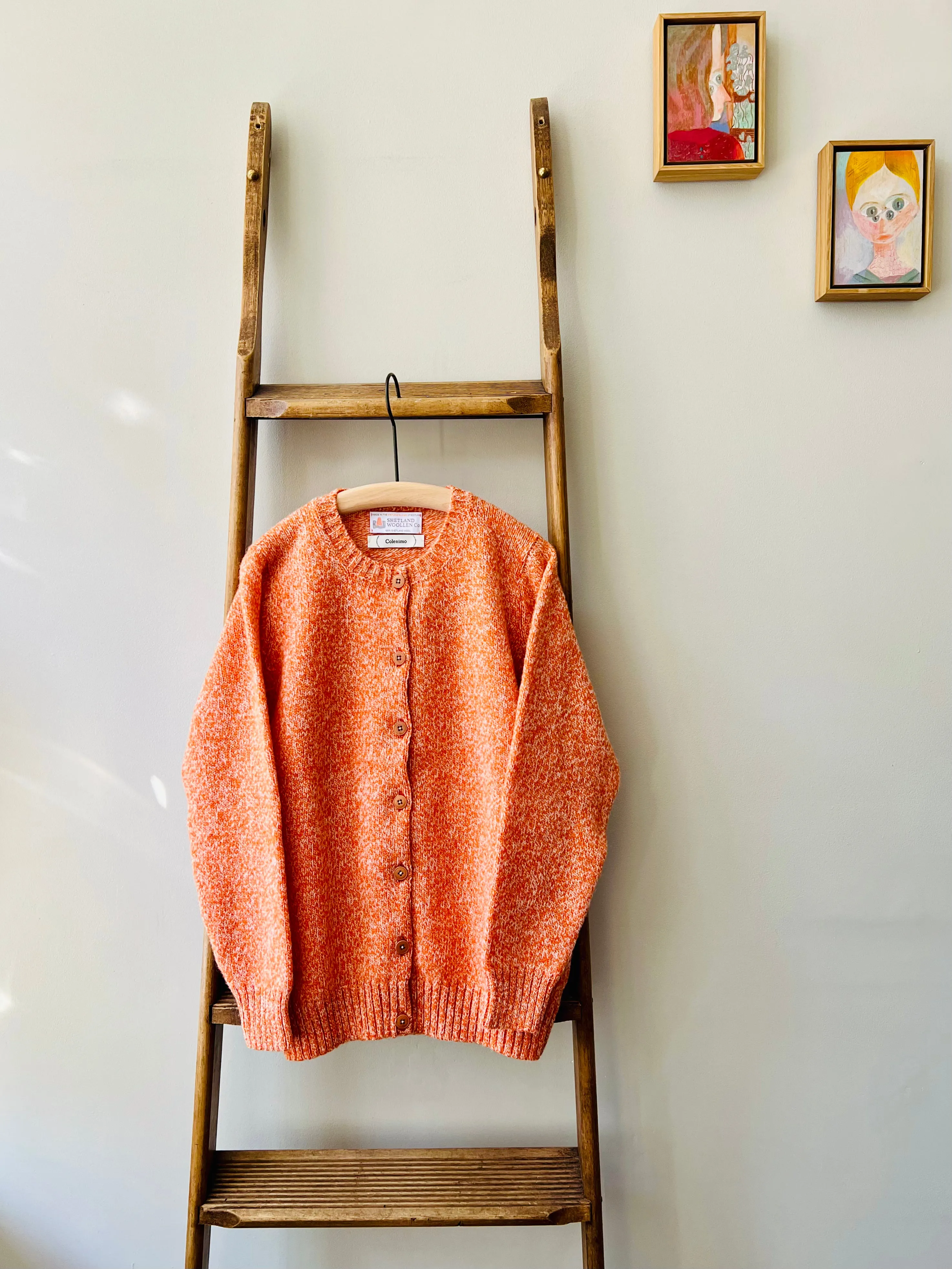 Shetland Wool Cardigan / Orange