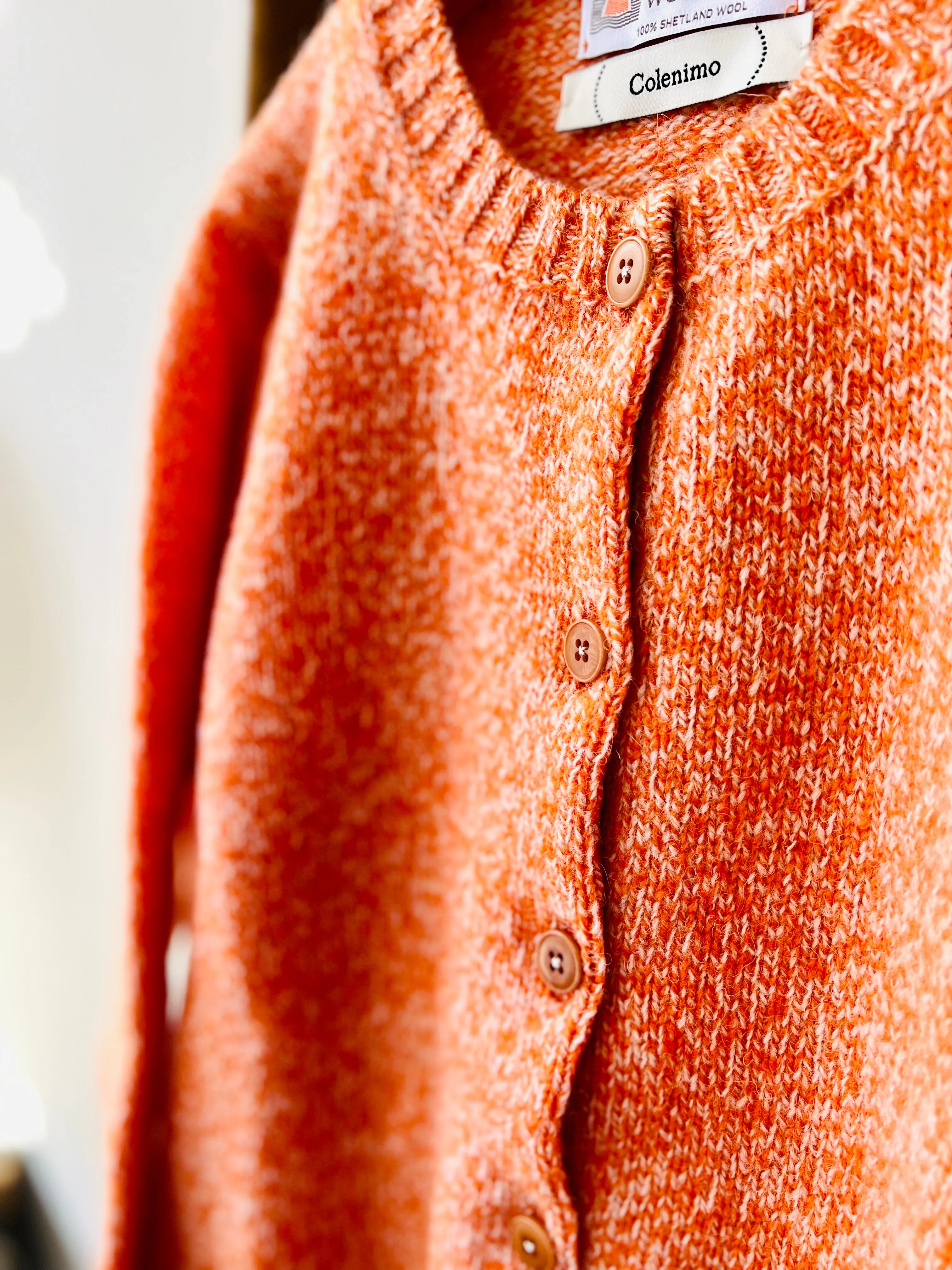 Shetland Wool Cardigan / Orange