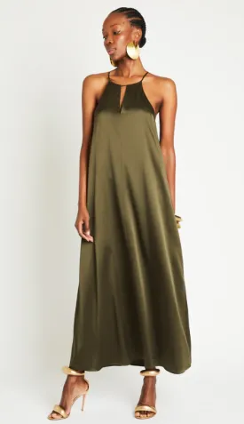 Sienna Silk Dress Olive