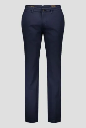 Slim Cotton Tencel Trousers - Navy