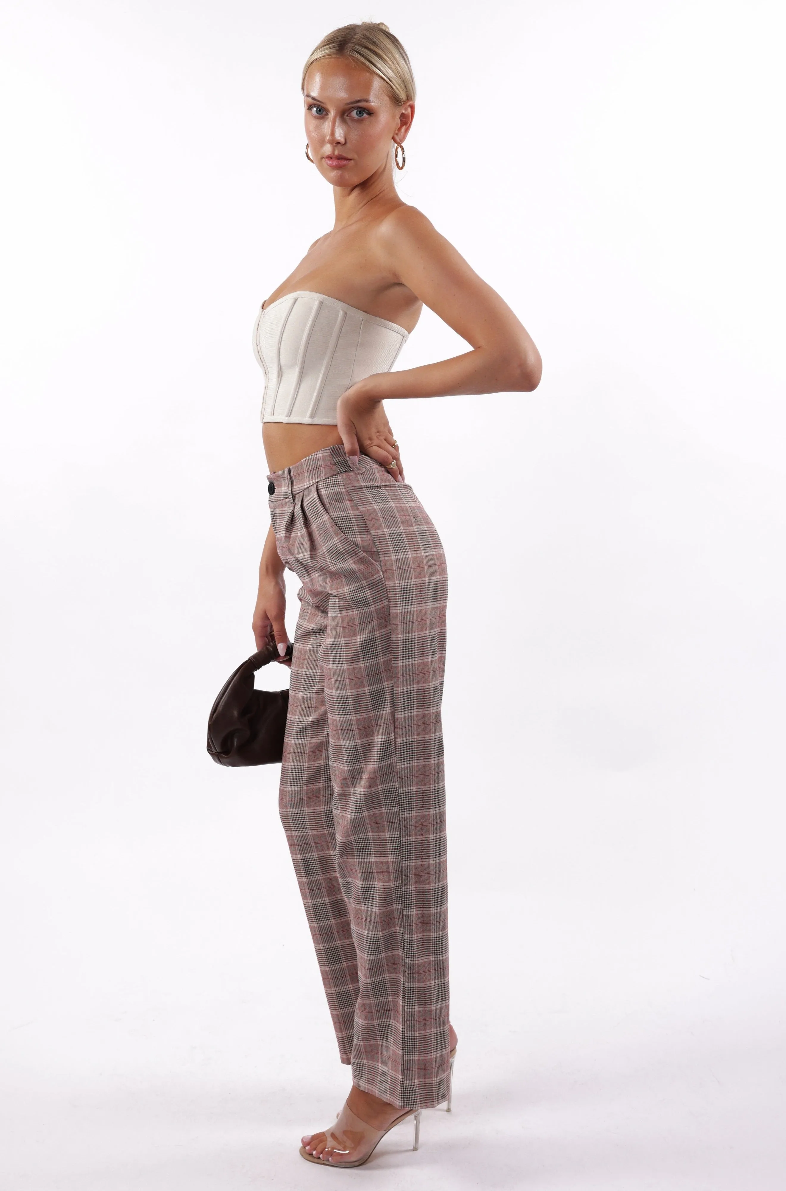 SoHo Plaid Trousers Mauve