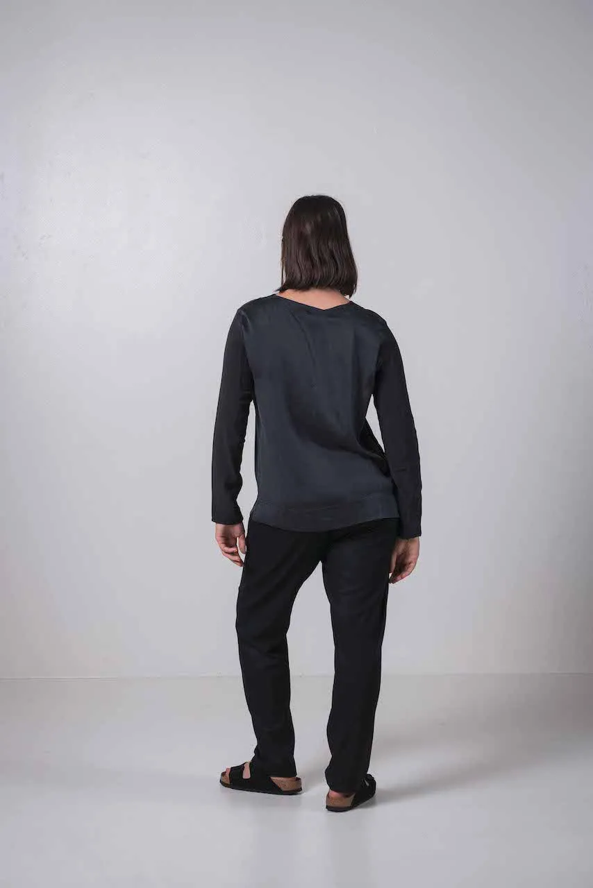 Transit Par Such Black Silk Combination Top