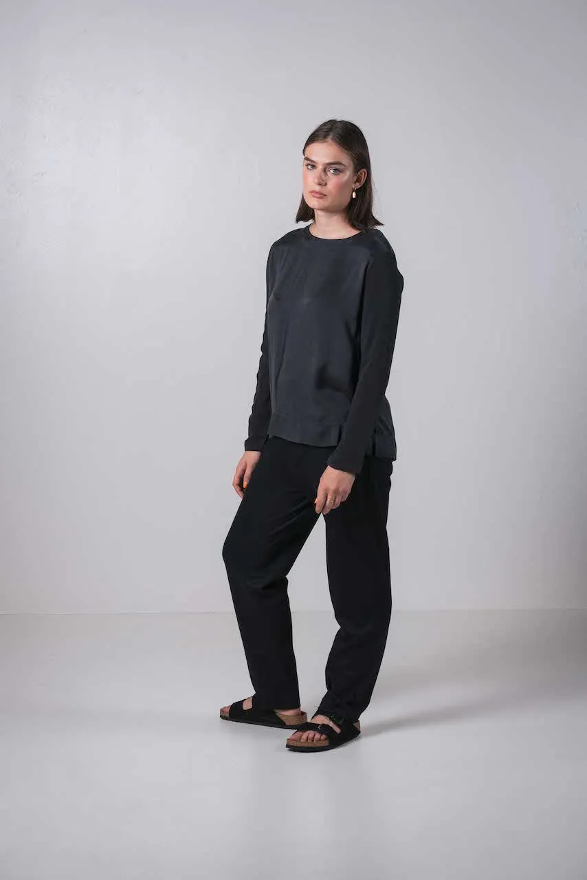 Transit Par Such Black Silk Combination Top