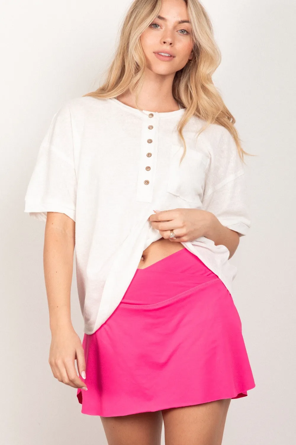 Twisted Sleeve Band Half Button Top