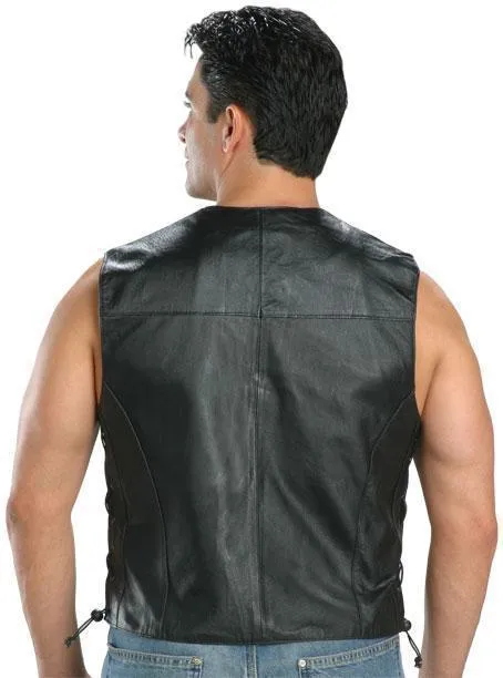 USA Leather Classic Style 201L Men's Leather  Side Lace Vest