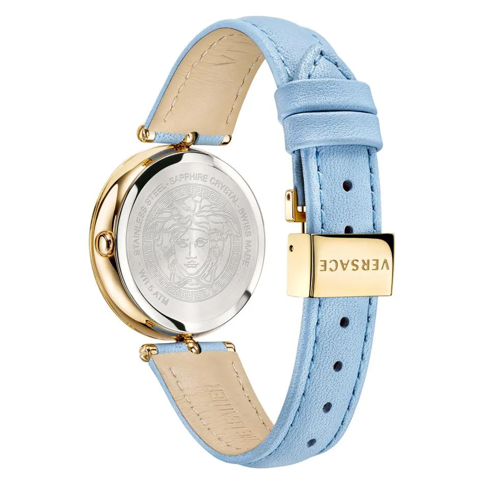 Versace Ladies Watch Palazzo Empire 34mm Light Blue Gold VECQ00918