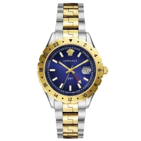 Versace Hellenyium GMT Mens Watch - Blue Two-Tone Bracelet, Model V11060017