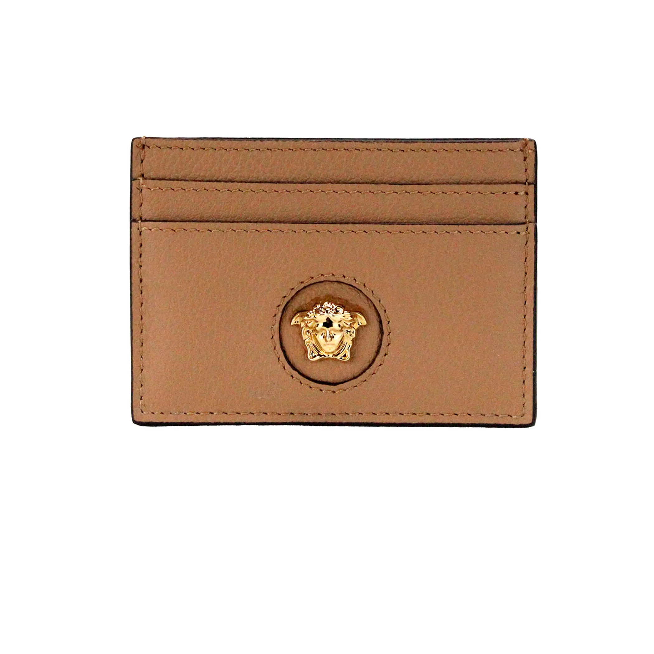 Versace Mini Medusa Brown Grainy Leather Card Case