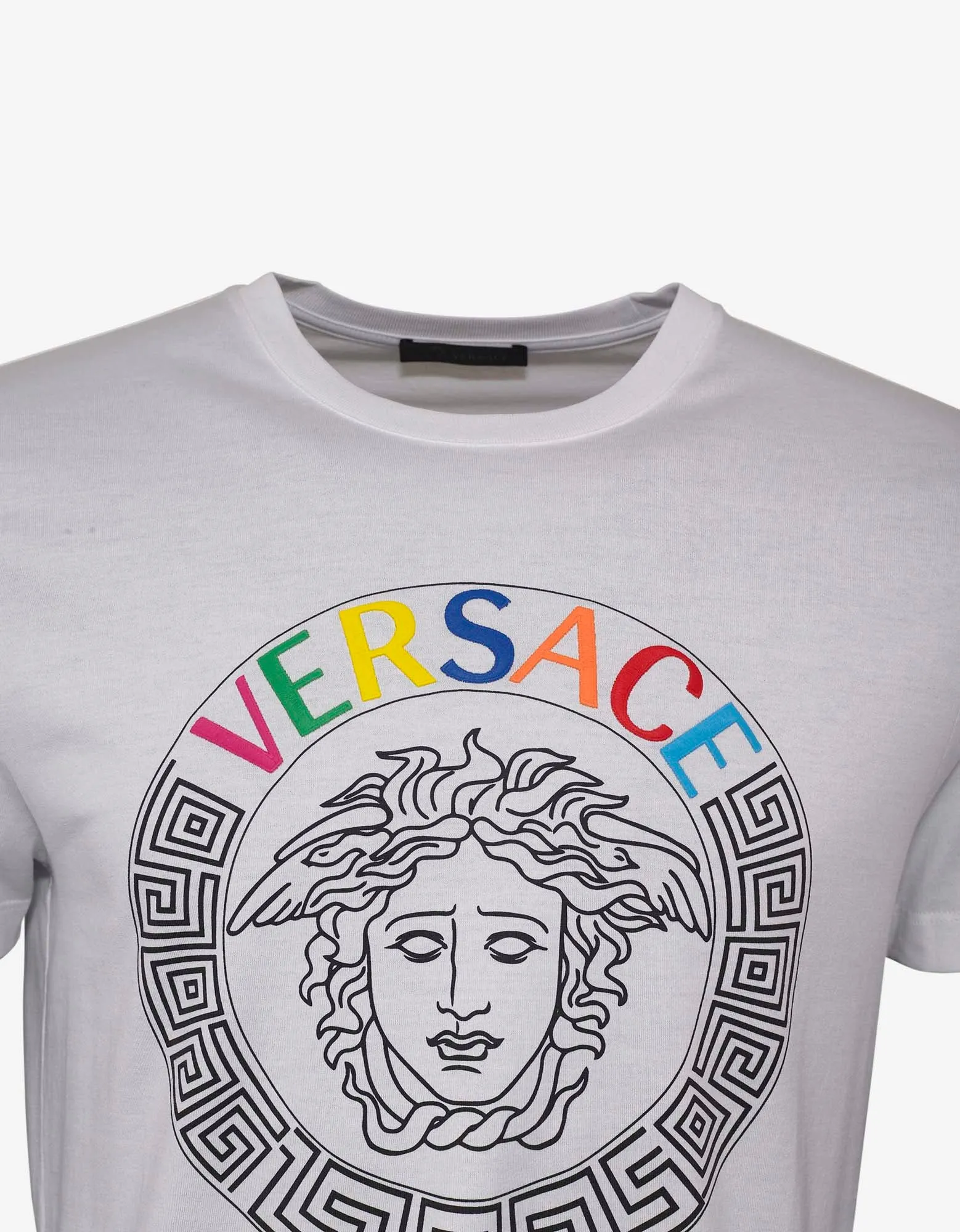 White T-Shirt with Multicolour Medusa Logo -