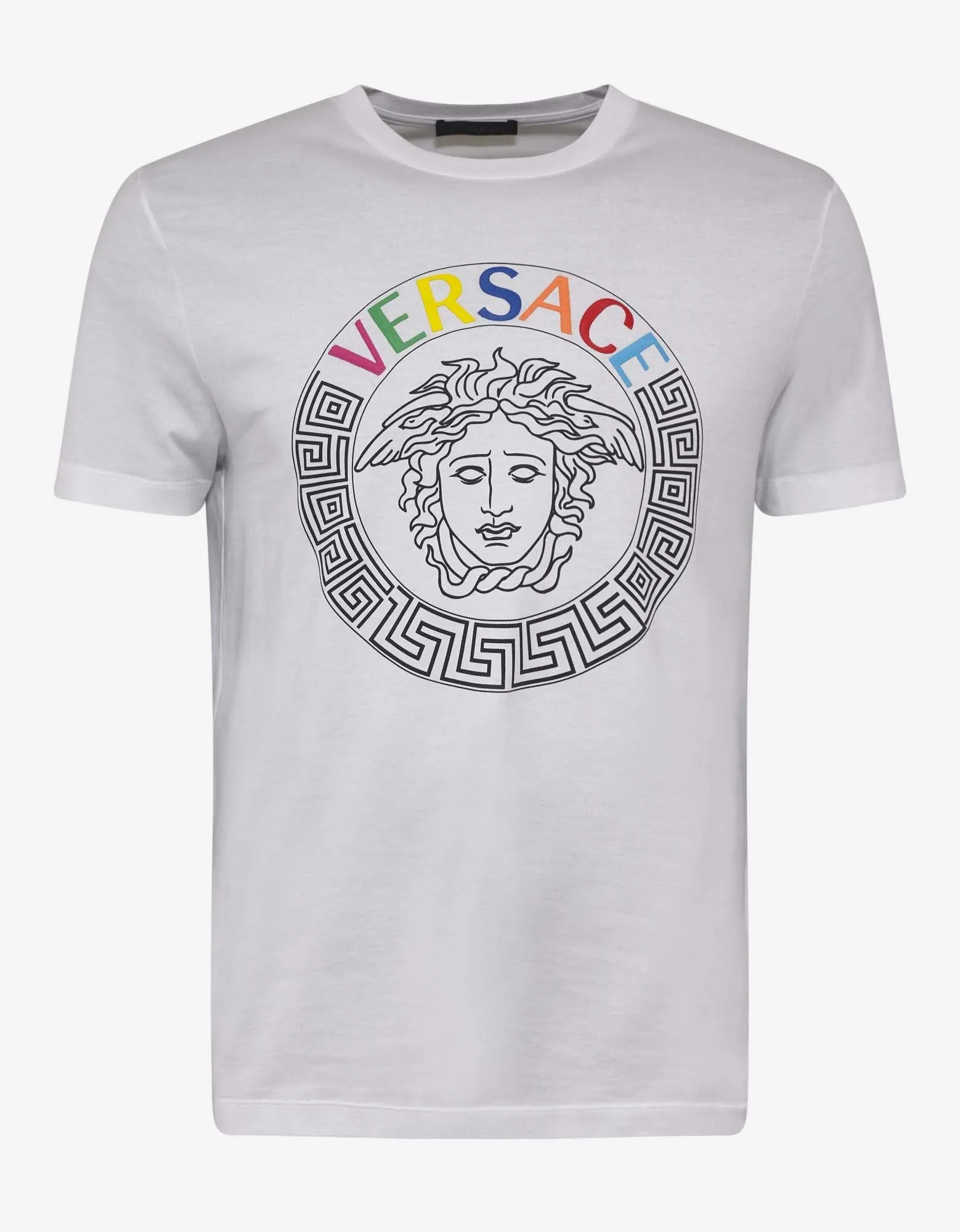 White T-Shirt with Multicolour Medusa Logo -