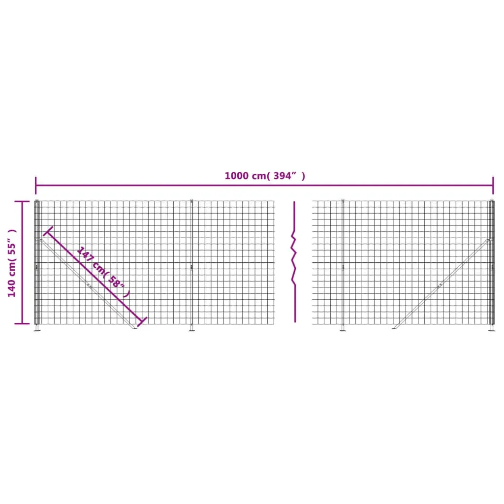 Wire Mesh Fence with Flange Anthracite 1.4x10 m