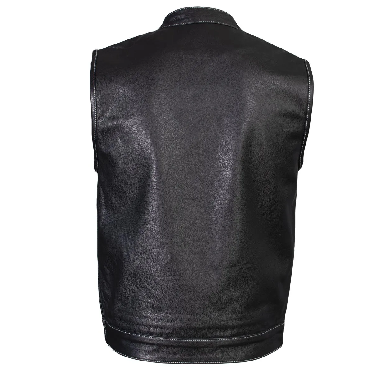 Xelement ‘Gold Series’ XS13004 Men's 'Dagger’ Black Leather Motorcycle Vest with Flannel Liner