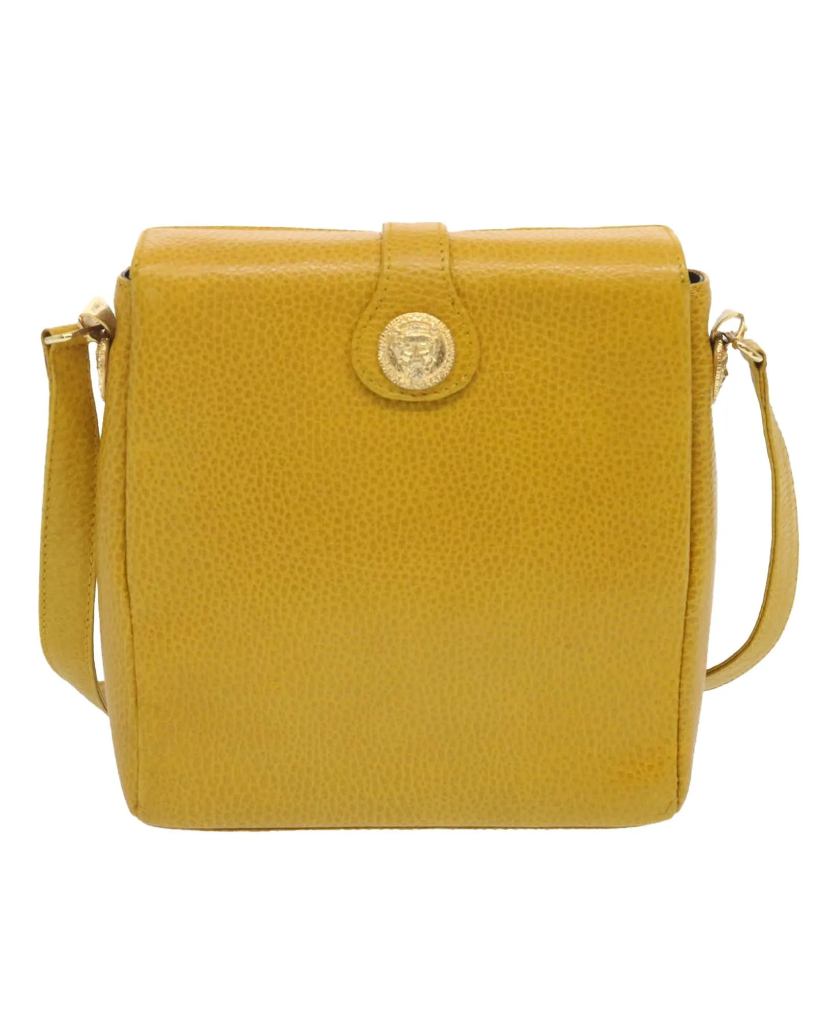 Yellow Leather Shoulder Bag by Gianni Versace