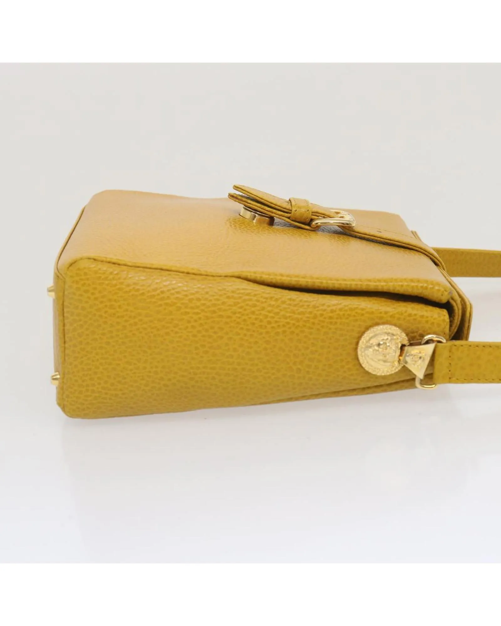 Yellow Leather Shoulder Bag by Gianni Versace