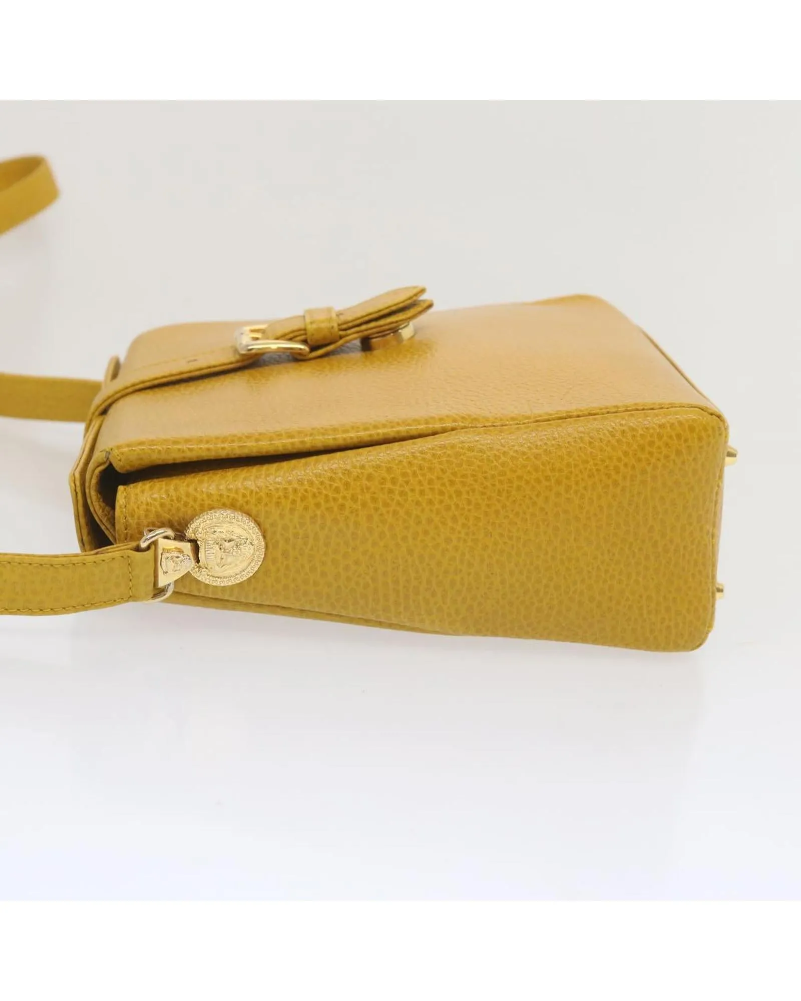 Yellow Leather Shoulder Bag by Gianni Versace