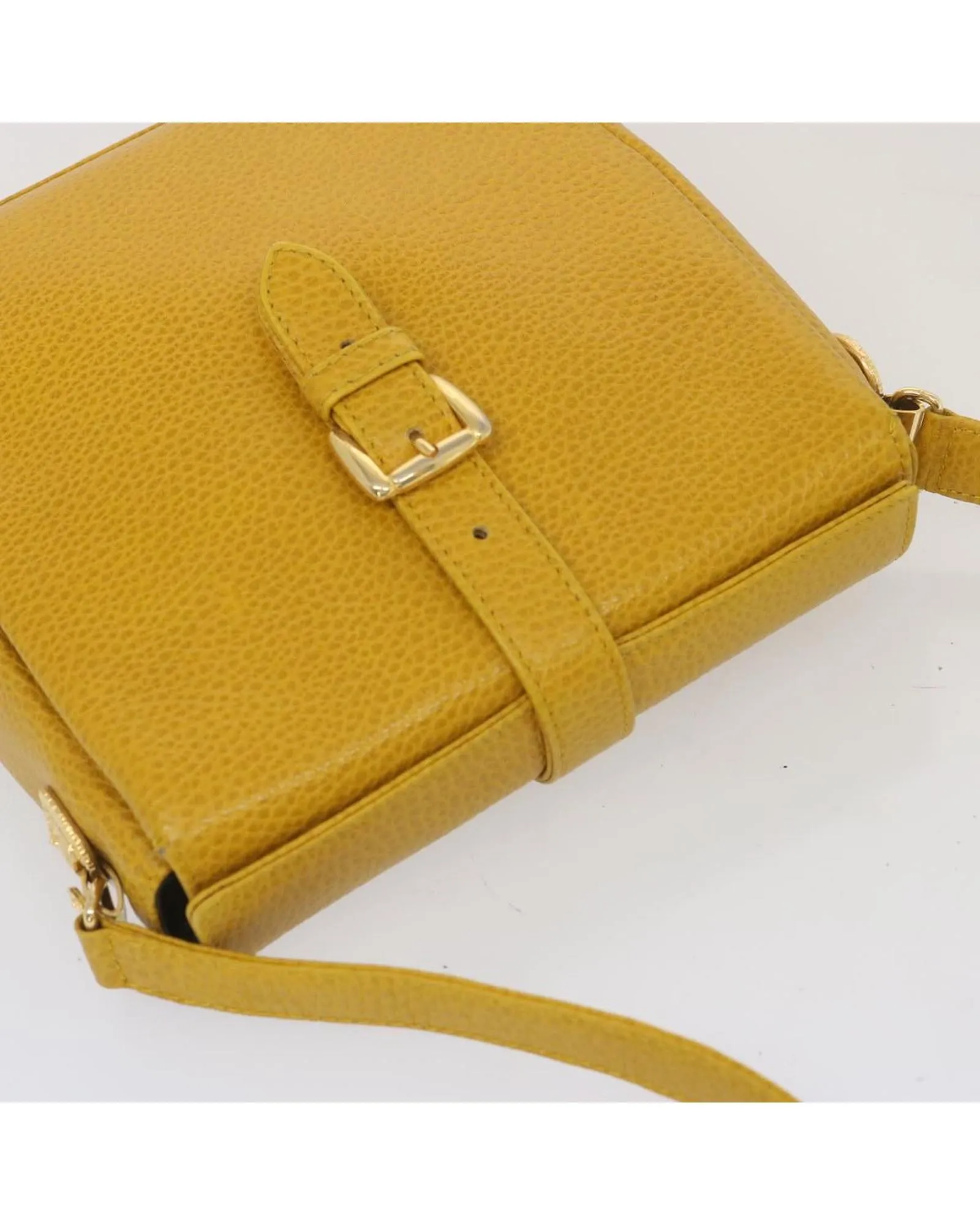 Yellow Leather Shoulder Bag by Gianni Versace